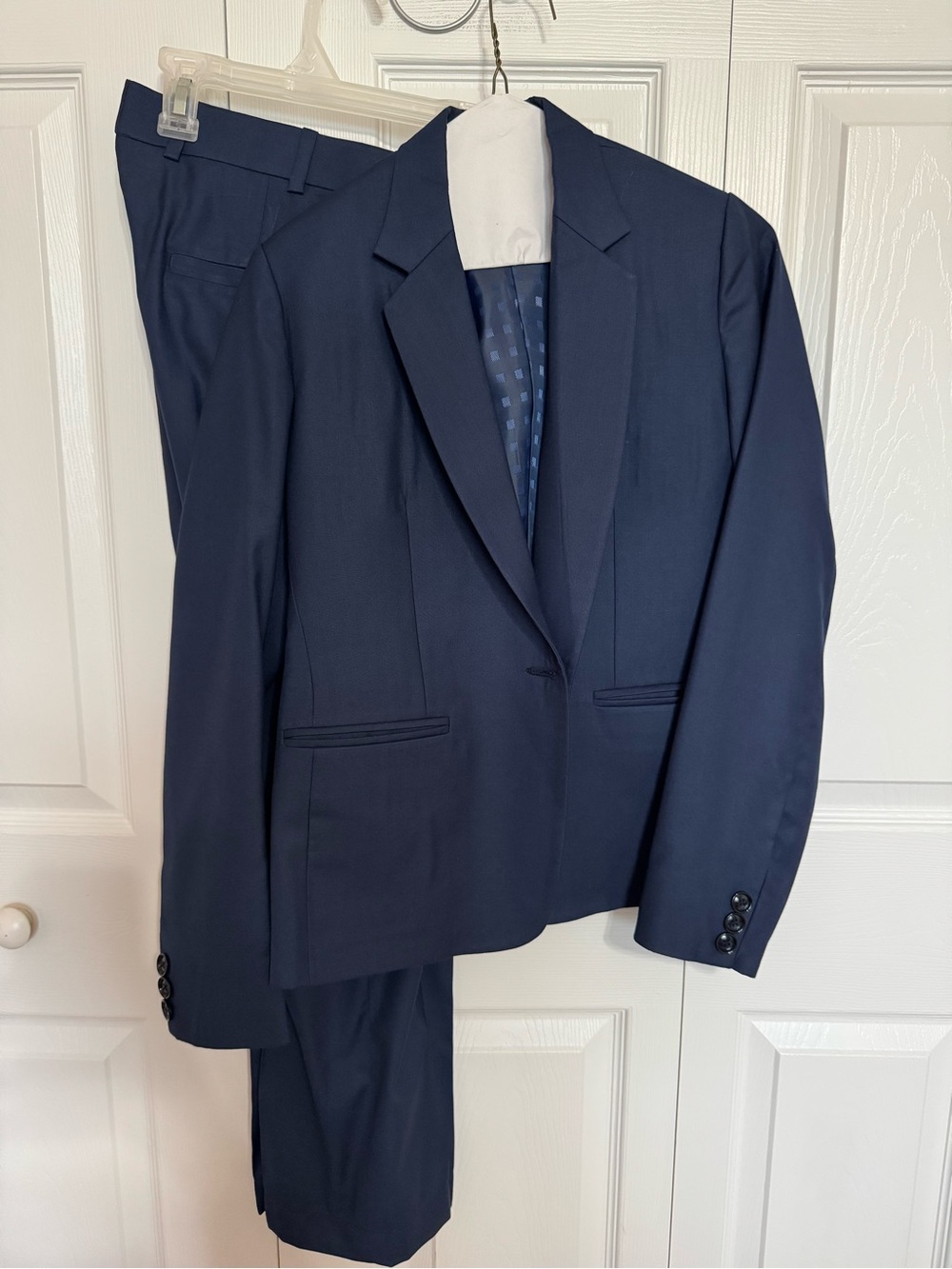Women's Navy Tailored Blazer - Classic Single-Button Suit Jacket - custom made